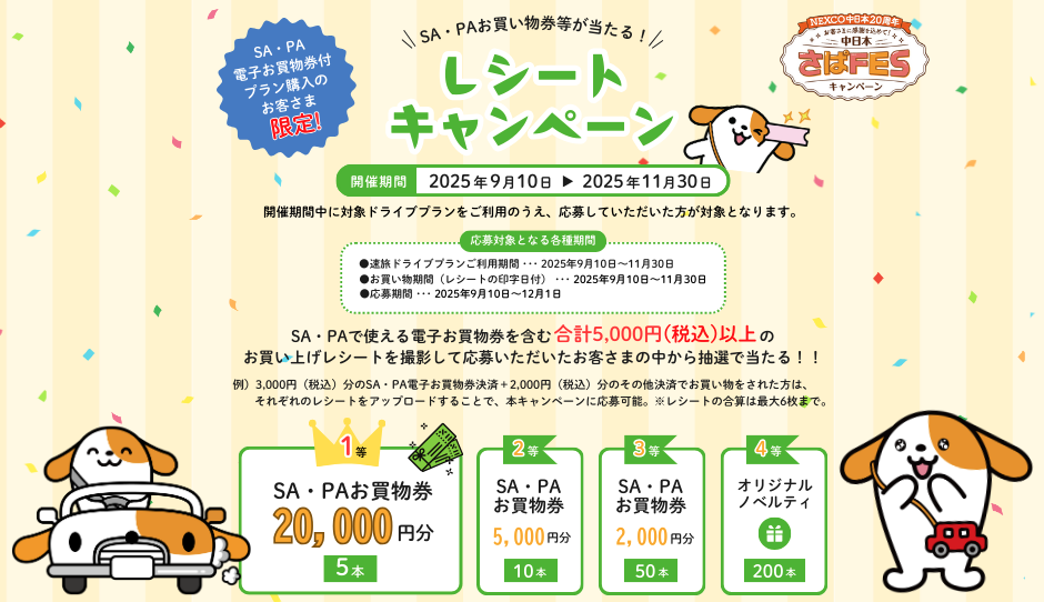 202509 NEXCO中日本サービスエリアレシートキャンペーンtop_pc