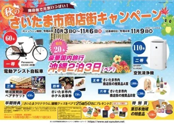商店街キャンペーン事例（２次元コード）：“商店街で元気いっぱい！”秋のさいたま市商店街キャンペーン