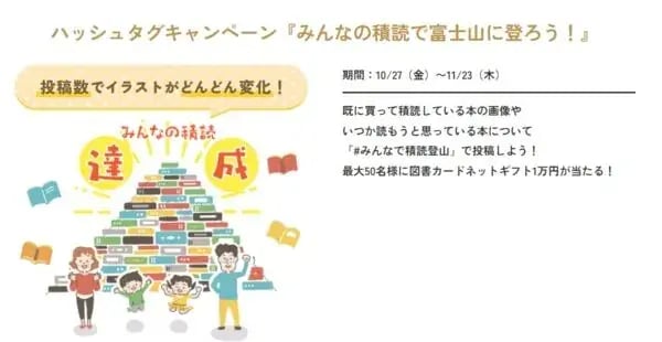 秋キャンペーン事例（オープン）：ハッシュタグキャンペーン『みんなの積読で富士山に登ろう！』