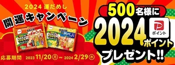 冬キャンペーン事例（オープンキャンペーン）：ばかうけ　2024年運だめし開運キャンペーン