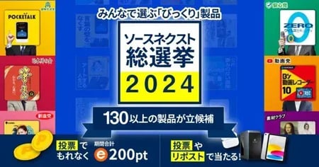 総選挙キャンペーン事例（オープンタイプ）：みんなで選ぶ「びっくり」製品　ソースネクスト総選挙