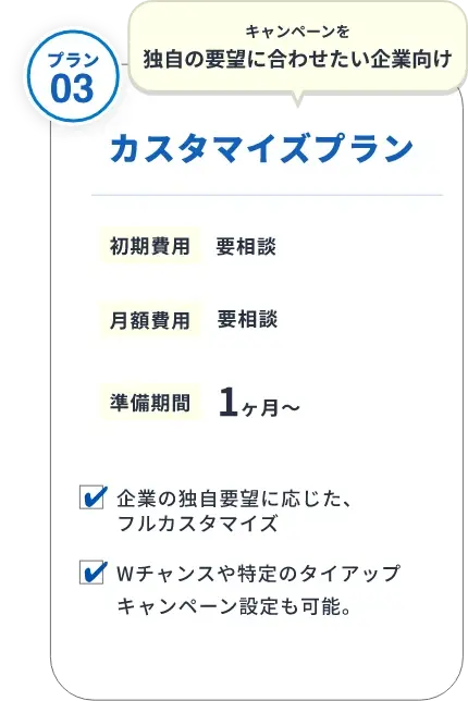 独自要望に合わせるカスタマイズプラン